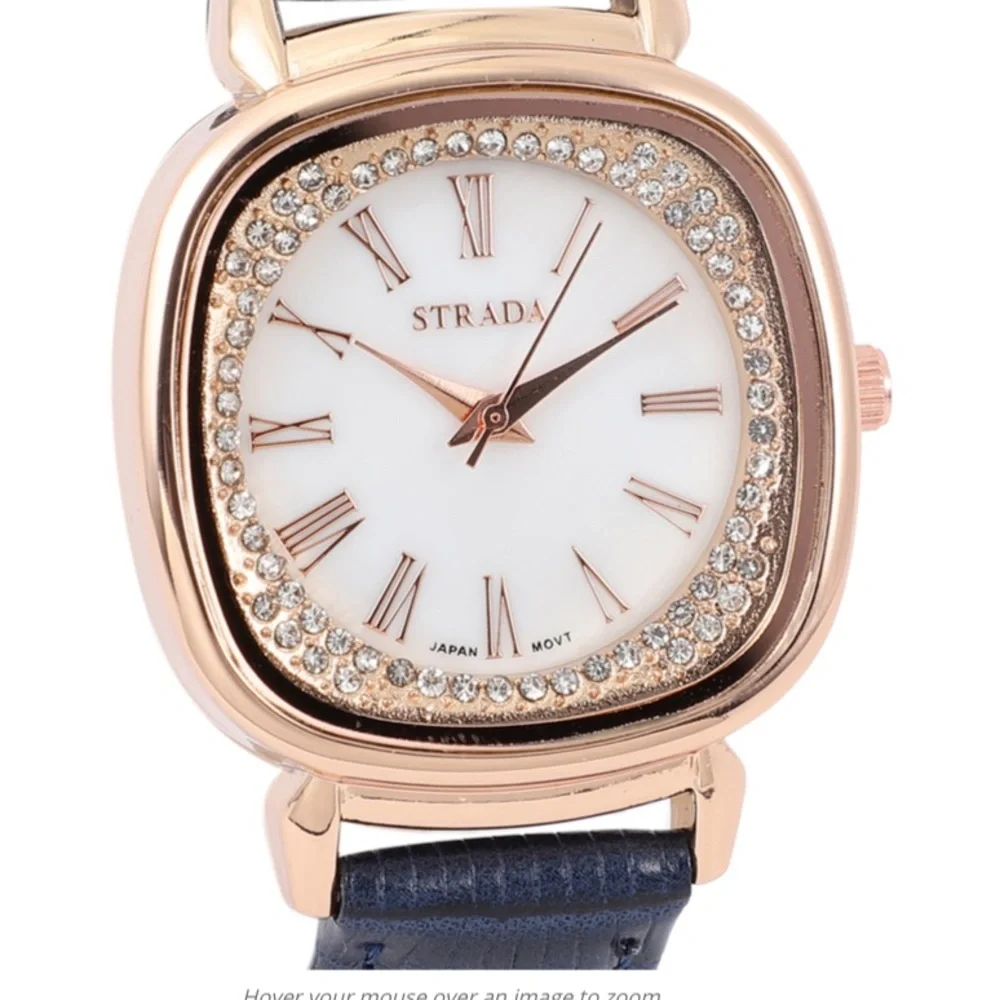 Blue Watch with White Austrian Crystals